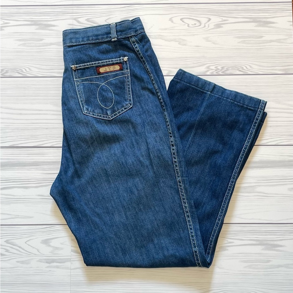 1970’s JTF Super High-Waisted, Wide Leg Blue Denim Jeans - Woman’s Size 29